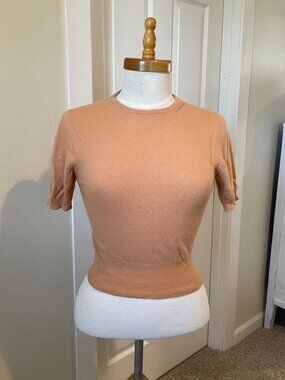 1950s 1960s Salmon/Orange Dyed Cashmere Sweater Short Sleeve